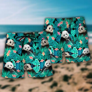 Panda Tropical Summer Floral - Beach Short - Owl Ohh - Owl Ohh