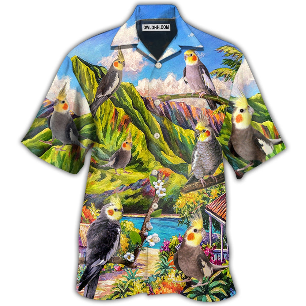 Parrot Cockatiel Beautiful Landscape - Hawaiian Shirt - Owl Ohh - Owl Ohh