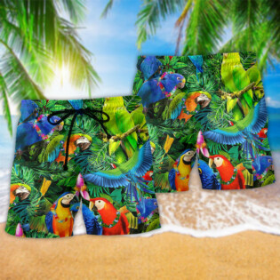 Parrot Couple Love Happiness - Beach Short - Owl Ohh - Owl Ohh