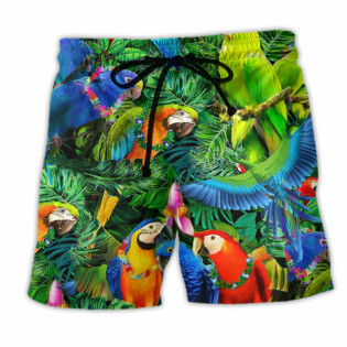 Parrot Couple Love Happiness - Beach Short - Owl Ohh - Owl Ohh