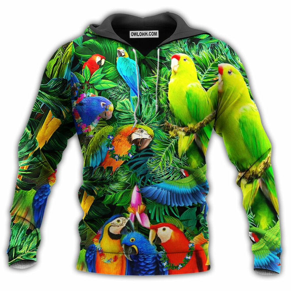 Parrot Couple Love Happiness Cool Green Style - Hoodie - Owl Ohh - Owl Ohh