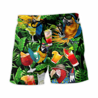 Parrot Funny Drinking Cocktail Style - Beach Short - Owl Ohh - Owl Ohh