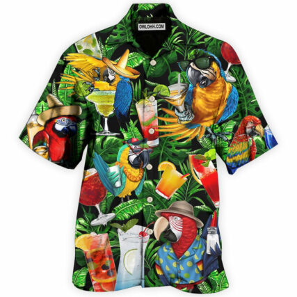 Parrot Drinking Cocktail Style - Hawaiian shirt - Owl Ohh - Owl Ohh