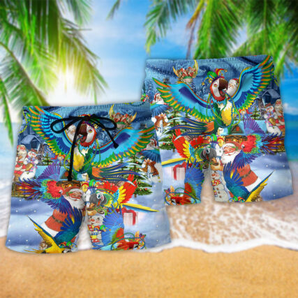 Parrot Mardi Gras Merry Christmas - Beach Short-Owl Ohh