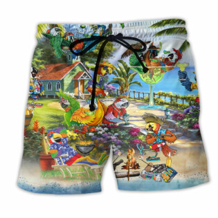 Parrot Party Tropical Summer Beach - Beach Short - Owl Ohh - Owl Ohh