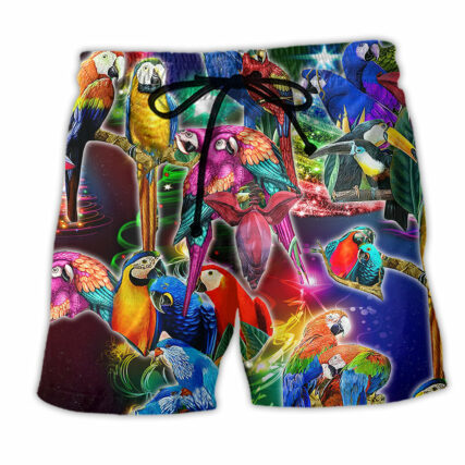 Parrot Tropical Neon Light Merry Christmas - Beach Short-Owl Ohh