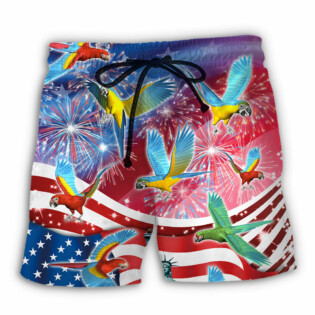 Parrot America Flag Independence Day - Beach Short - Owl Ohh - Owl Ohh