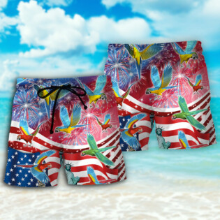 Parrot America Flag Independence Day - Beach Short - Owl Ohh - Owl Ohh