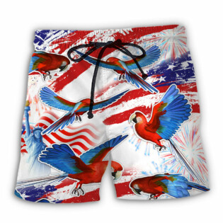Parrot US Flag Independence Day - Beach Short - Owl Ohh - Owl Ohh