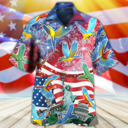 Parrot America Flag Independence Day - Hawaiian Shirt - Owl Ohh - Owl Ohh
