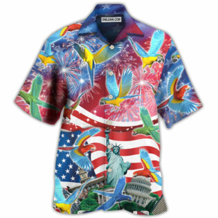 Parrot America Flag Independence Day - Hawaiian Shirt - Owl Ohh - Owl Ohh