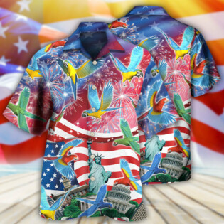 Parrot America Flag Independence Day - Hawaiian Shirt - Owl Ohh - Owl Ohh