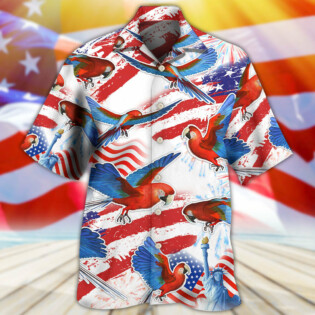 Parrot US Flag Independence Day - Hawaiian Shirt - Owl Ohh - Owl Ohh