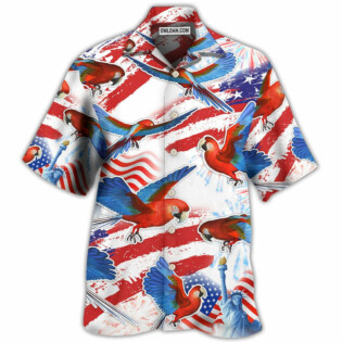 Parrot US Flag Independence Day - Hawaiian Shirt - Owl Ohh - Owl Ohh