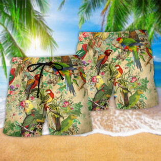 Parrot Vintage Floral Color - Beach Short - Owl Ohh - Owl Ohh