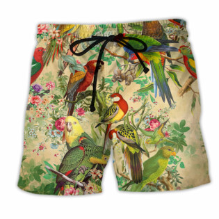 Parrot Vintage Floral Color - Beach Short - Owl Ohh - Owl Ohh