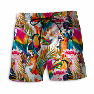 Parrot Colorful Tropical Leaf - Beach Short - Owl Ohh - Owl Ohh
