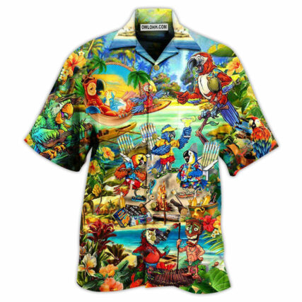 Parrot Party Of Parrots In Hawaii - Hawaiian Shirt - Owl Ohh - Owl Ohh