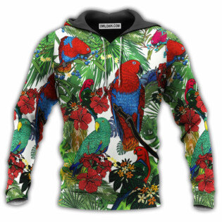 Parrots Red And Green Style In Garden - Hoodie - Owl Ohh - Owl Ohh