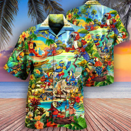 Parrot Party Of Parrots In Hawaii - Hawaiian Shirt - Owl Ohh - Owl Ohh