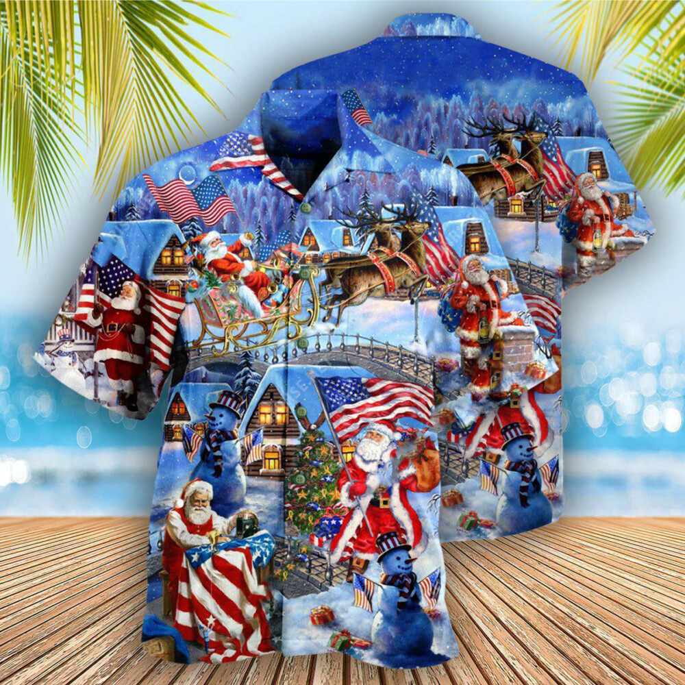 Christmas America Christmas Patriotic Santa Claus - Hawaiian Shirt - Owl Ohh - Owl Ohh