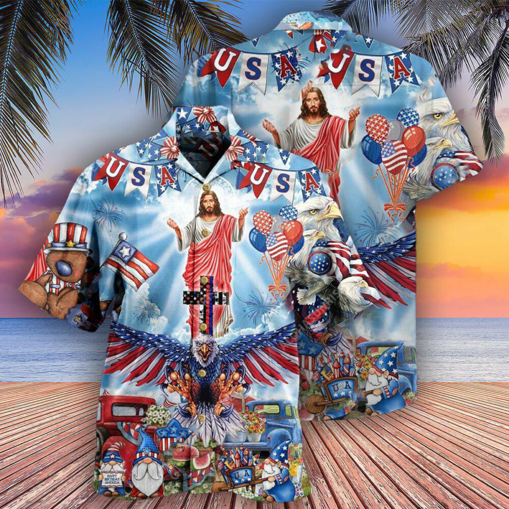 Jesus America Patriotism - Hawaiian Shirt - Owl Ohh - Owl Ohh