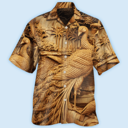 Peacock Woodcarving - Hawaiian shirt - Owl Ohh - Owl Ohh