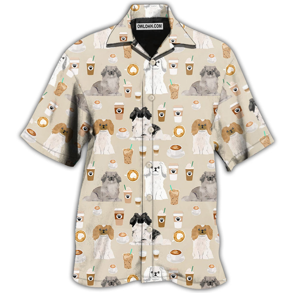 Pekingese Dog And Coffee Basic - Hawaiian Shirt - Owl Ohh - Owl Ohh