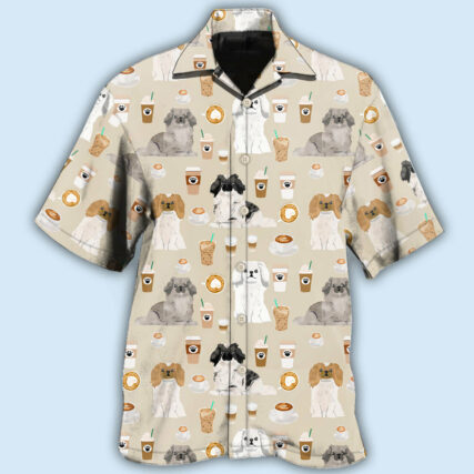 Pekingese Dog And Coffee Basic - Hawaiian Shirt - Owl Ohh - Owl Ohh