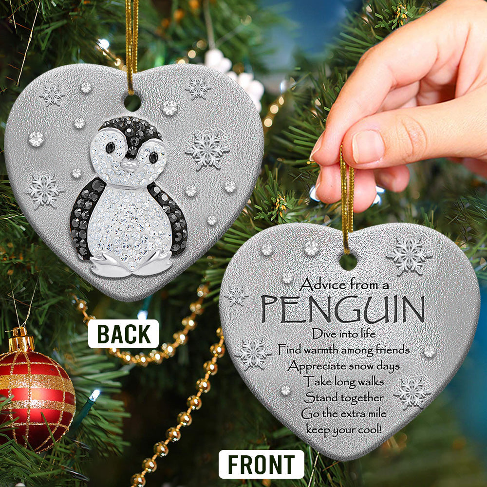 Penguin Advice From A Penguin - Heart Ornament - Owl Ohh - Owl Ohh