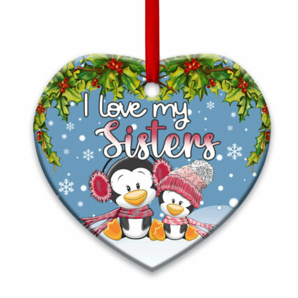 Penguin I love My Sister - Heart Ornament - Owl Ohh - Owl Ohh