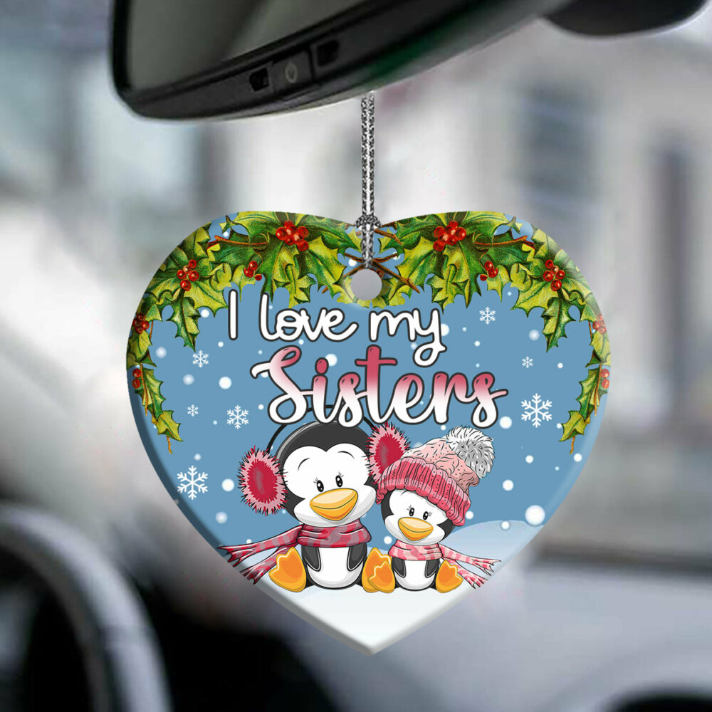 Penguin I love My Sister - Heart Ornament - Owl Ohh - Owl Ohh