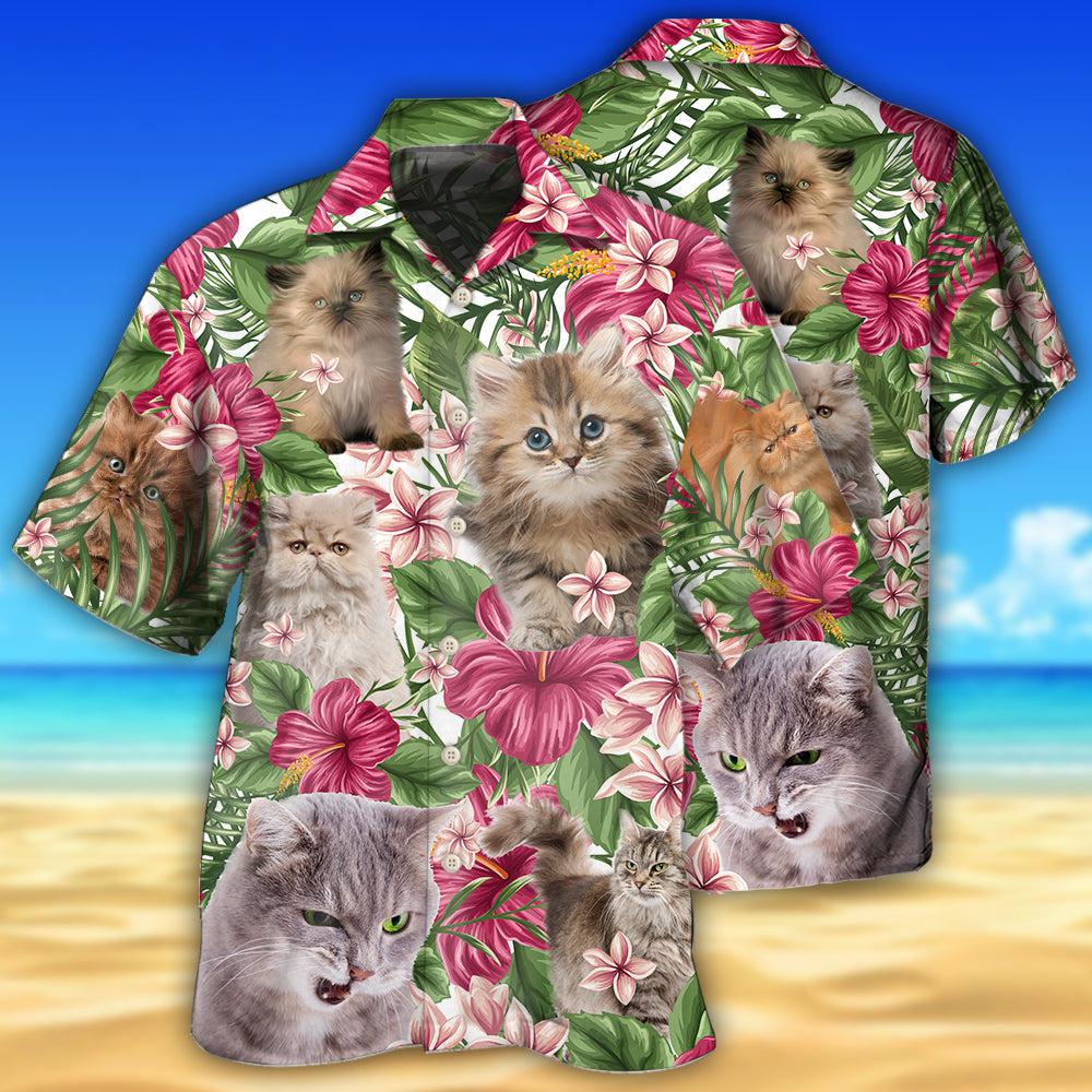 Cat Tropical Floral Persisan Cat - Hawaiian Shirt - Owl Ohh - Owl Ohh