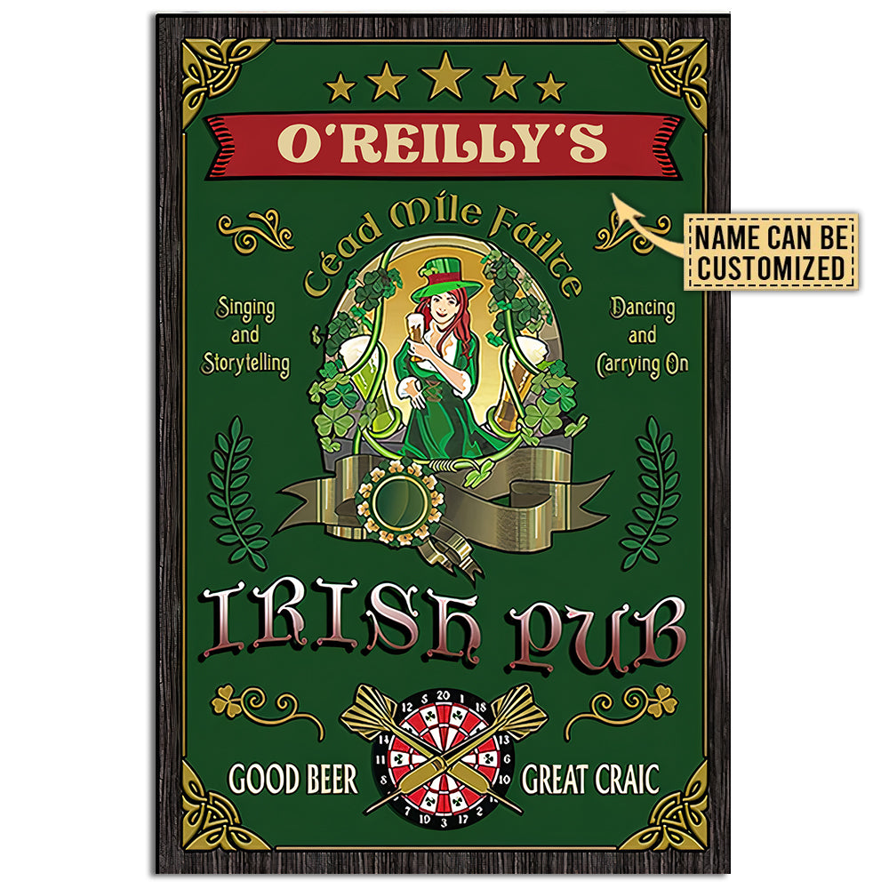 Irish Beer Girl Irish Pub Personalized - Vertical Poster - Owl Ohh - Owl Ohh