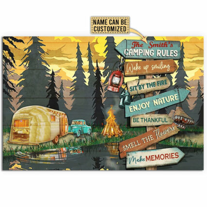 Camping Wake Up Smiling Sit By The Fire Personalized - Horizontal Poster - Owl Ohh - Owl Ohh