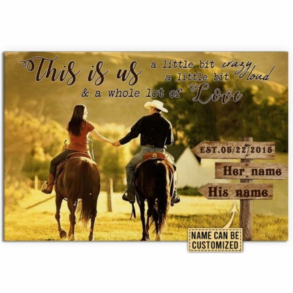 Cowboy Couple Arrow Sign Personalized - Horizontal Poster - Owl Ohh - Owl Ohh
