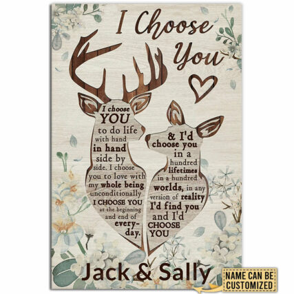 Deer I Choose You Personalized - Vertical Poster - Owl Ohh - Owl Ohh