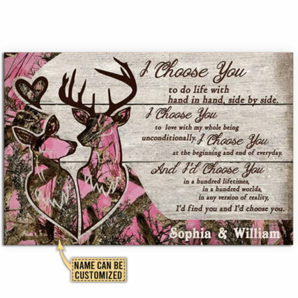 Deer Pink Camo I Choose You Personalized - Horizontal Poster - Owl Ohh - Owl Ohh