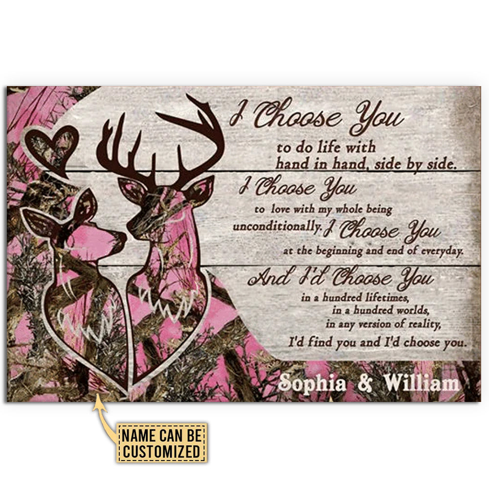 Deer Pink Camo I Choose You Personalized - Horizontal Poster - Owl Ohh - Owl Ohh