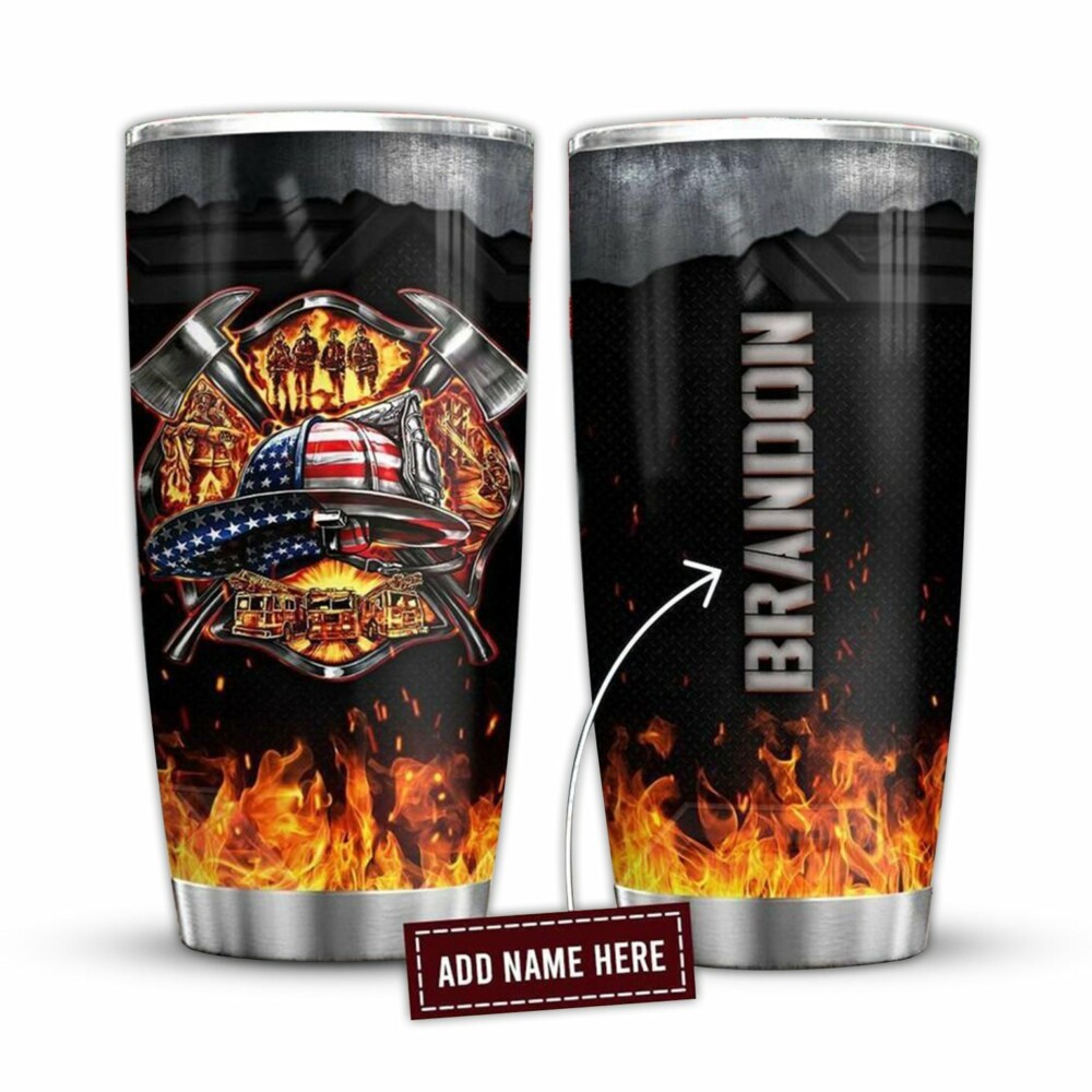 Firefighter With Fire Personalized - Tumbler - Owl Ohh - Owl Ohh