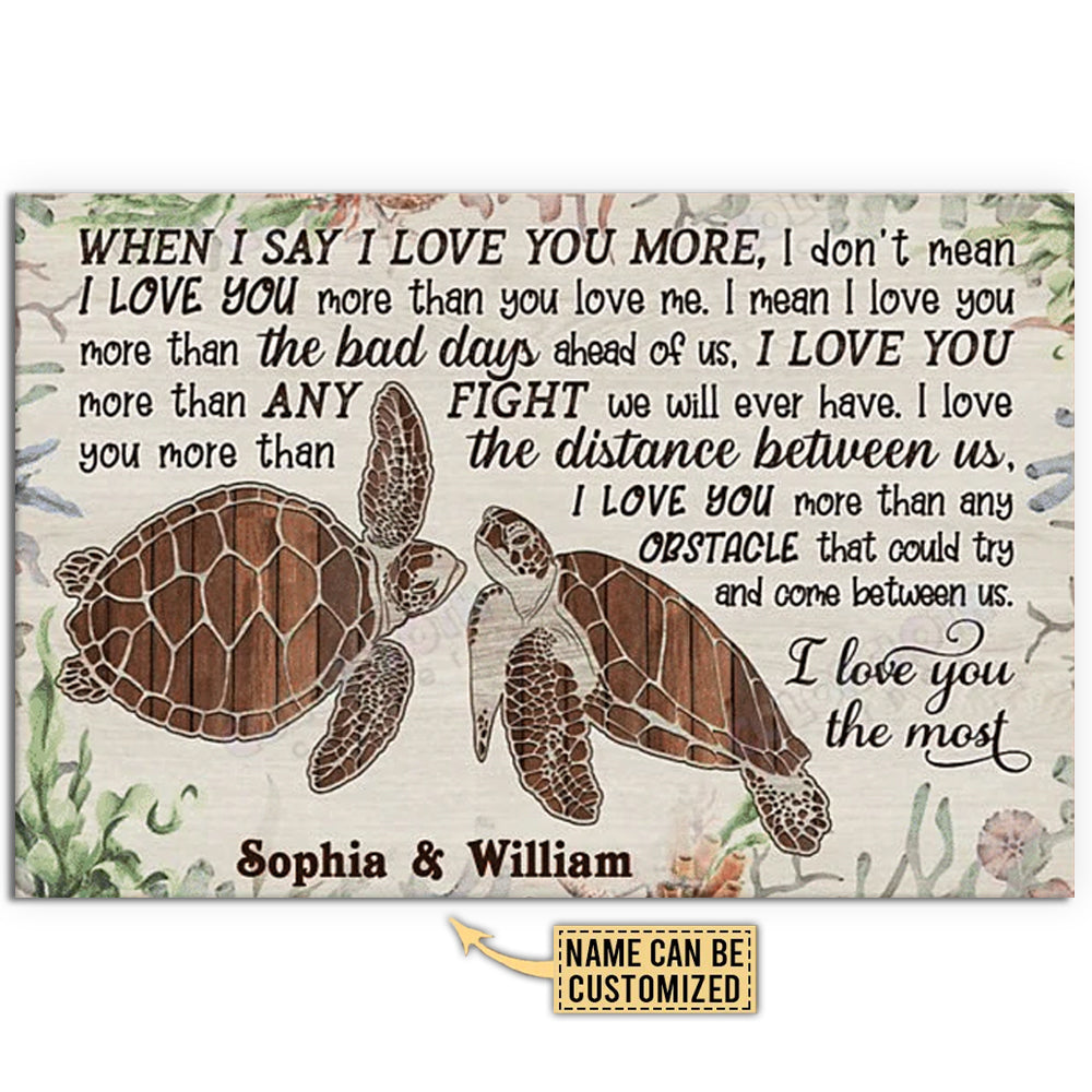 Turtle I Love You The Most Personalized - Horizontal Poster - Owl Ohh - Owl Ohh