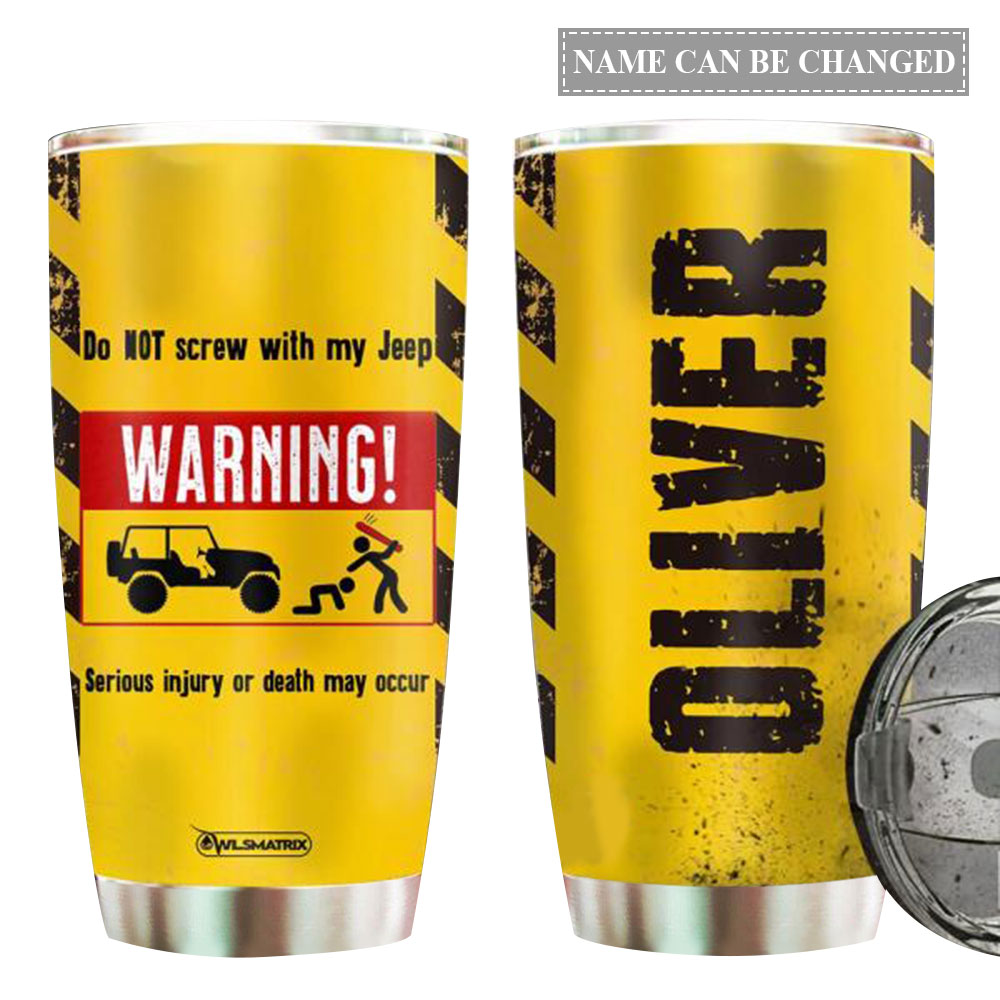 Jeep Warning Yellow Personalized - Tumbler - Owl Ohh