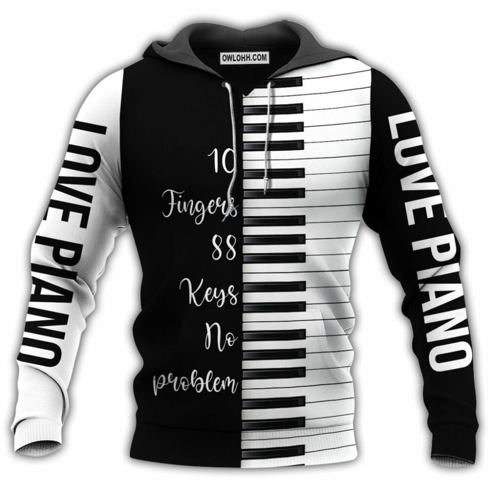 Piano 10 Fingers 88 Keys Black And White - Hoodie - Owl Ohh - Owl Ohh