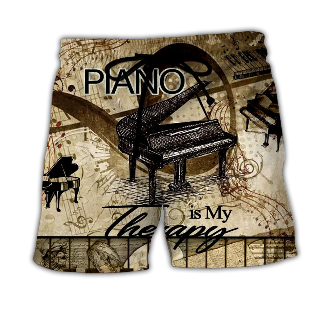 Piano Is My Therapy Music Piano Vintage - Beach Short - Owl Ohh - Owl Ohh