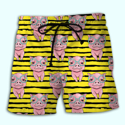 Pig Cartoon So Cute - Beach Short - Owl Ohh