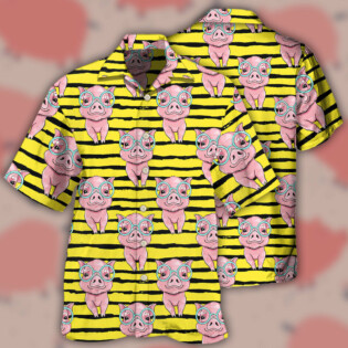 Pig Cartoon - Hawaiian Shirt - Owl Ohh - Owl Ohh