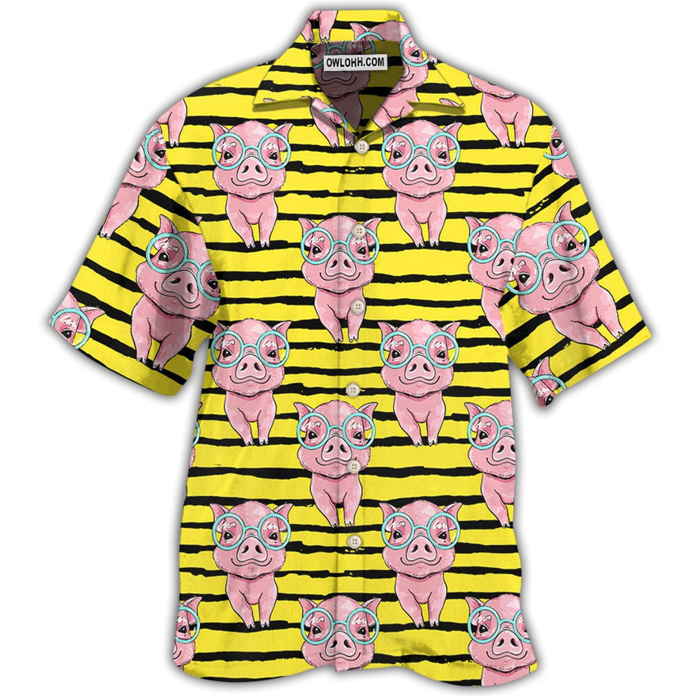 Pig Cartoon - Hawaiian Shirt - Owl Ohh - Owl Ohh