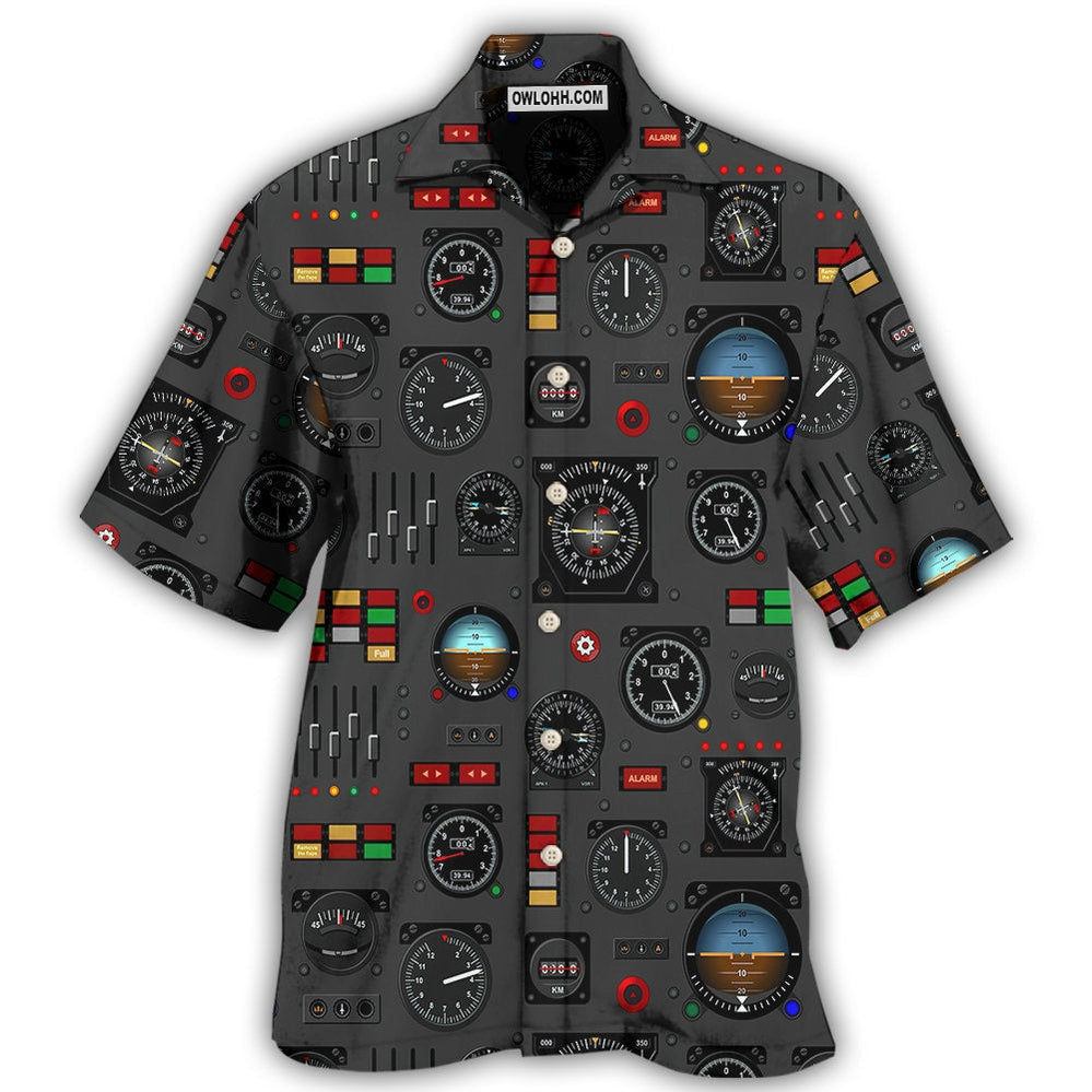 Pilot Watch Airplane Instrument Panel With Black Style - Hawaiian shirt - Owl Ohh - Owl Ohh