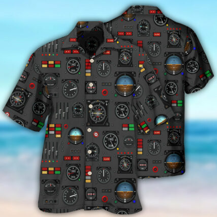 Pilot Watch Airplane Instrument Panel With Black Style - Hawaiian shirt - Owl Ohh - Owl Ohh