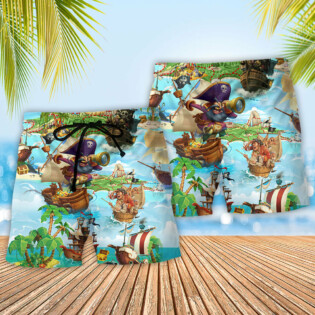 Pirate It Is Time Of Treasure Hunting - Beach Short - Owl Ohh - Owl Ohh